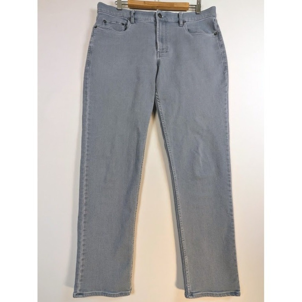 Faherty Stretch Terry 5-Pocket Pants Mens 35x32 (FITS 36x30) Light Blue Grey